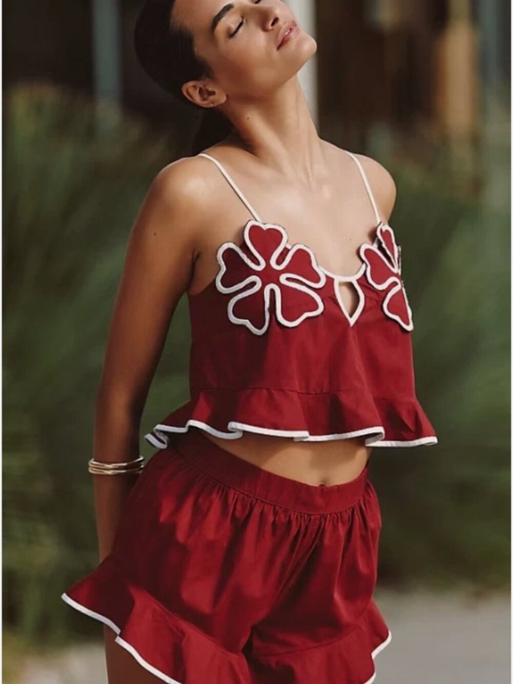 NWT Anthropologie Celadine Bondi Bloom Floral Crop Tank & Relaxed Shorts SET